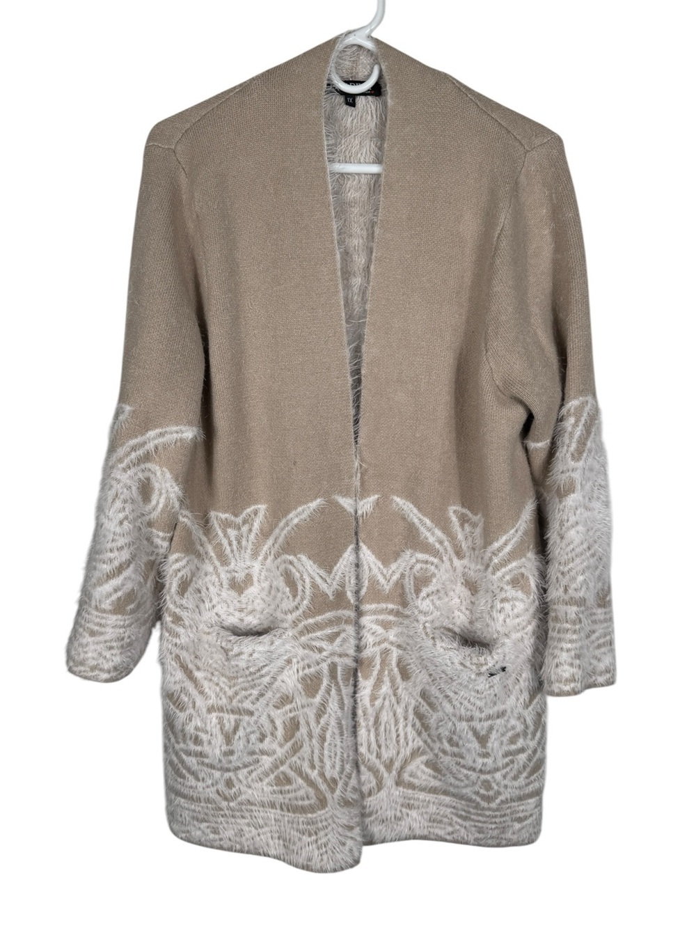 Picadilly Canada Fuzzy Winter Dream Open Front Cardigan, Size 1X - Picture 2 of 8
